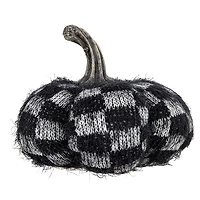 Black & White Checkered Fabric Pumpkin