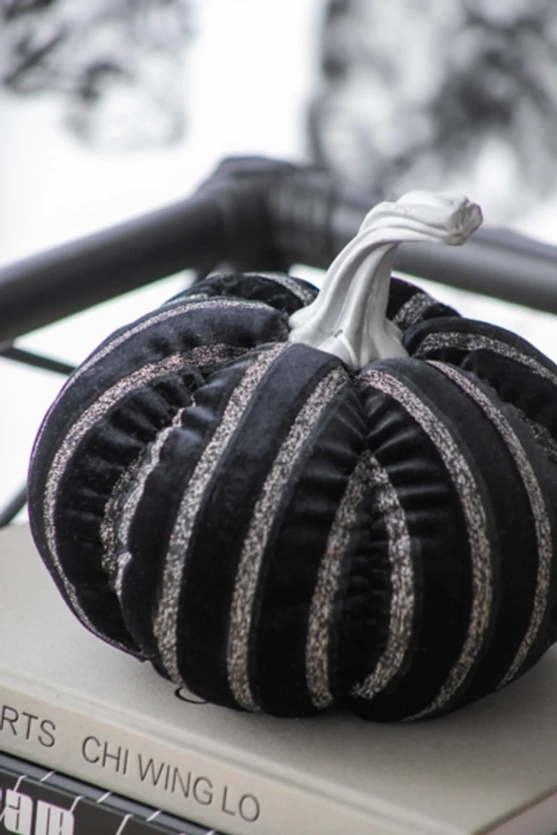 Black & White Striped Fabric Pumpkin