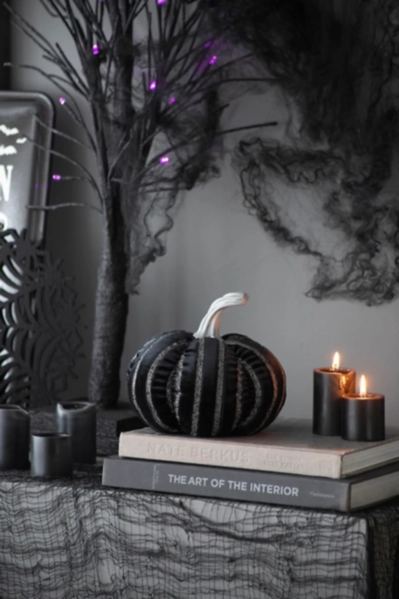 Black & White Striped Fabric Pumpkin
