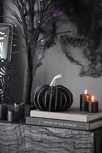Black & White Striped Fabric Pumpkin