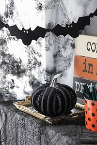 Black & White Striped Fabric Pumpkin