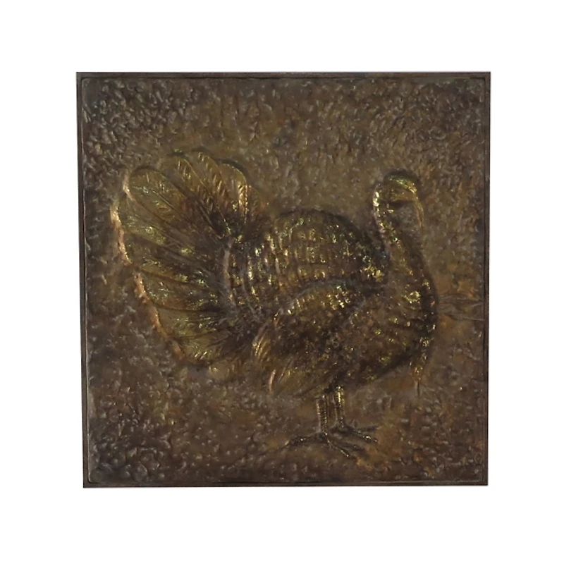 Bronze Metal Embossed Turkey Wall Plaque