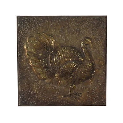 Bronze Metal Embossed Turkey Wall Plaque