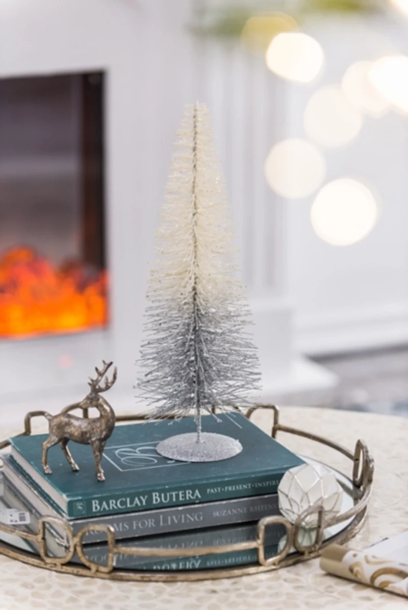 White and Silver Ombre Christmas Tabletop Tree