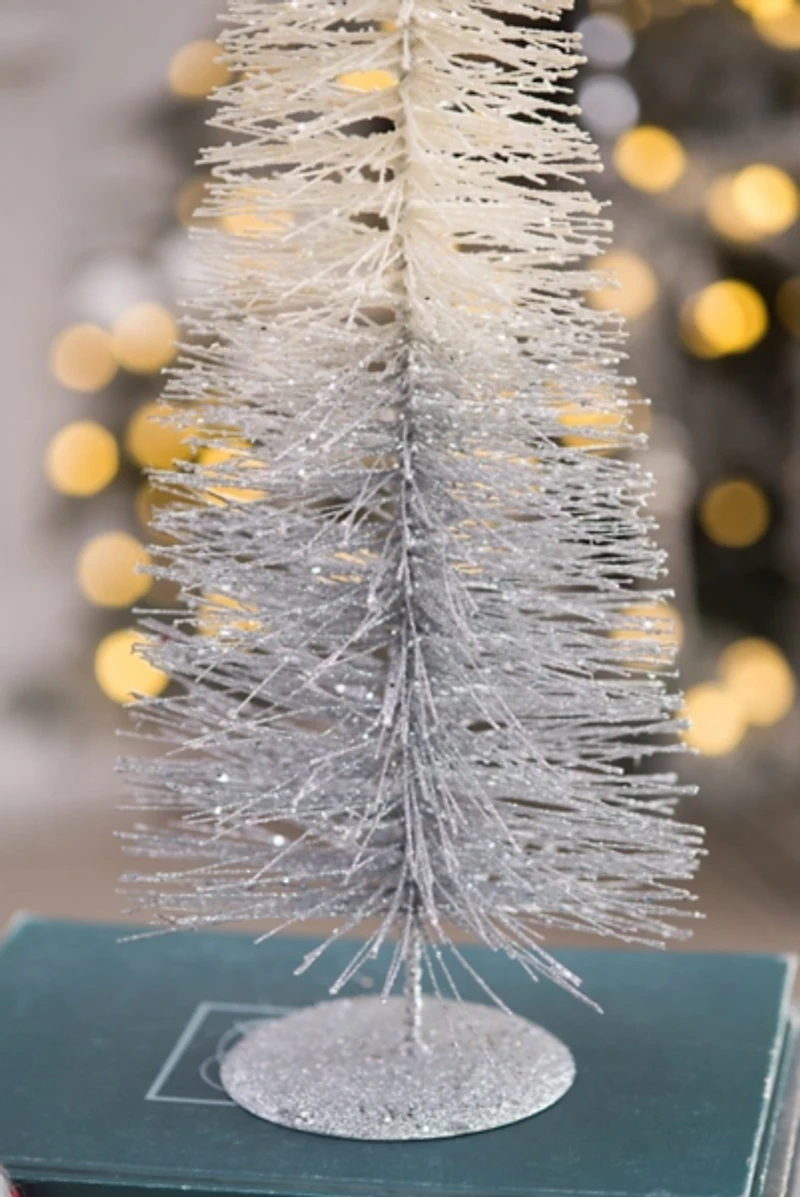 White and Silver Ombre Christmas Tabletop Tree