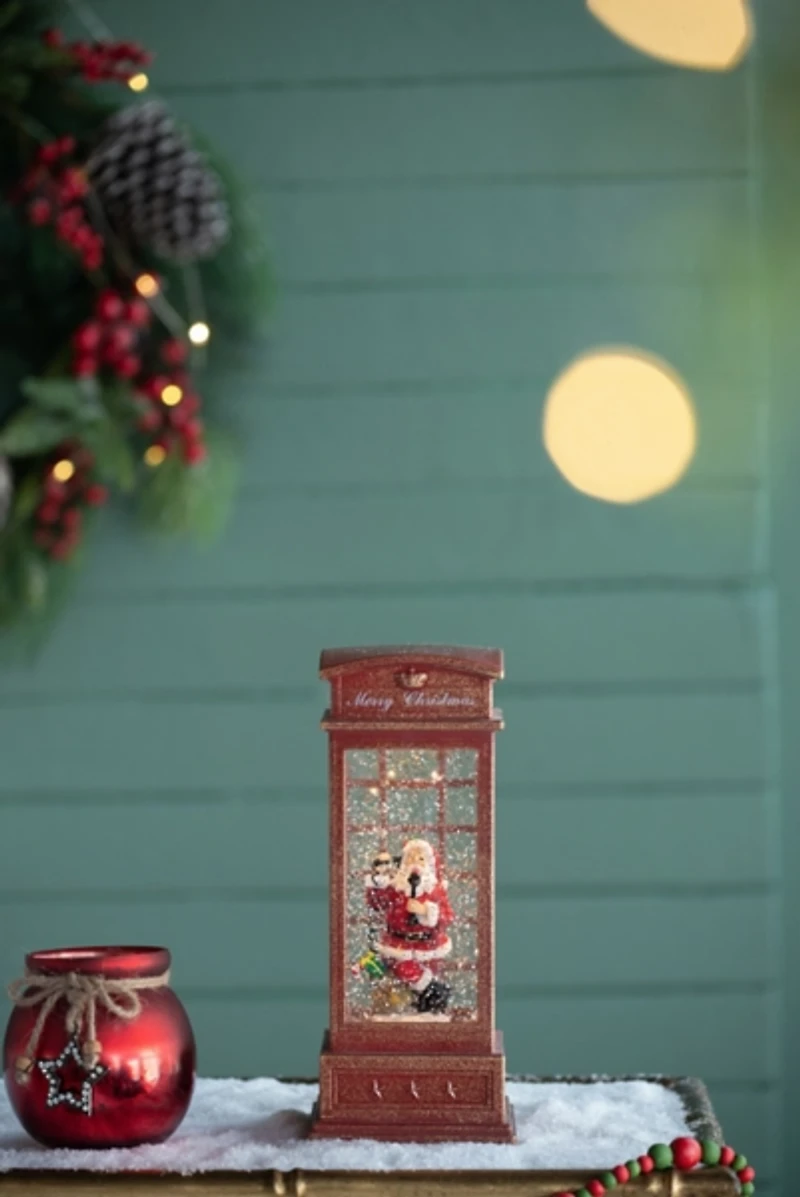 Santa in Phonebooth Snow Globe