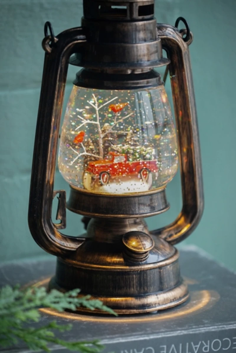 Red Cardinal in Snow Globe Lantern