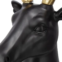Black Deer Head with Gold Antlers