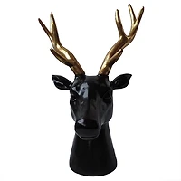 Black Deer Head with Gold Antlers