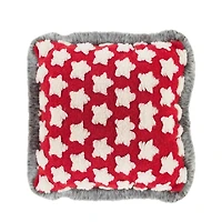 Snowflakes with Faux Fur Christmas Pillow