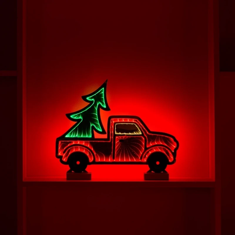 Christmas Tree Pickup Truck Ekkolight Statue