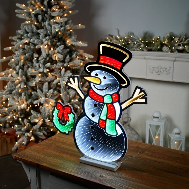 Snowman with Wreath Ekkolight Statue