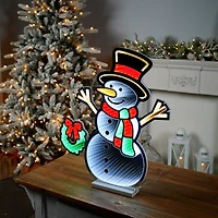 Snowman with Wreath Ekkolight Statue