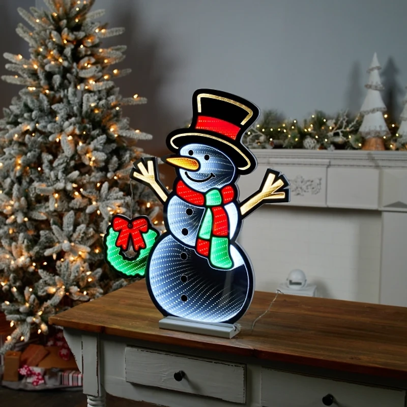 Snowman with Wreath Ekkolight Statue
