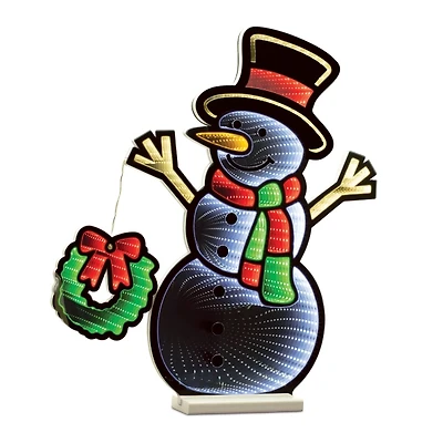 Snowman with Wreath Ekkolight Statue