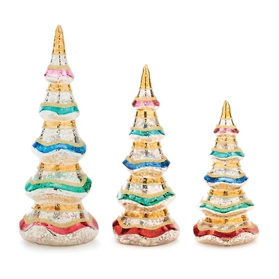 Multicolor Mercury Glass Christmas Trees, Set of 3