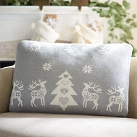 Gray Reindeer with Christmas Tree Pillow