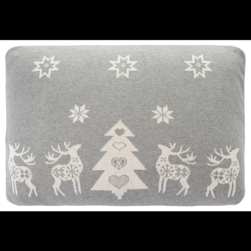 Gray Reindeer with Christmas Tree Pillow