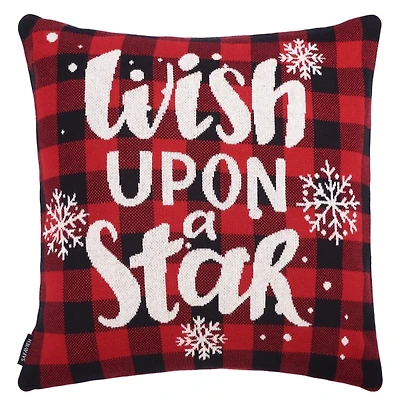 Wish Upon a Star Buffalo Check Christmas Pillow