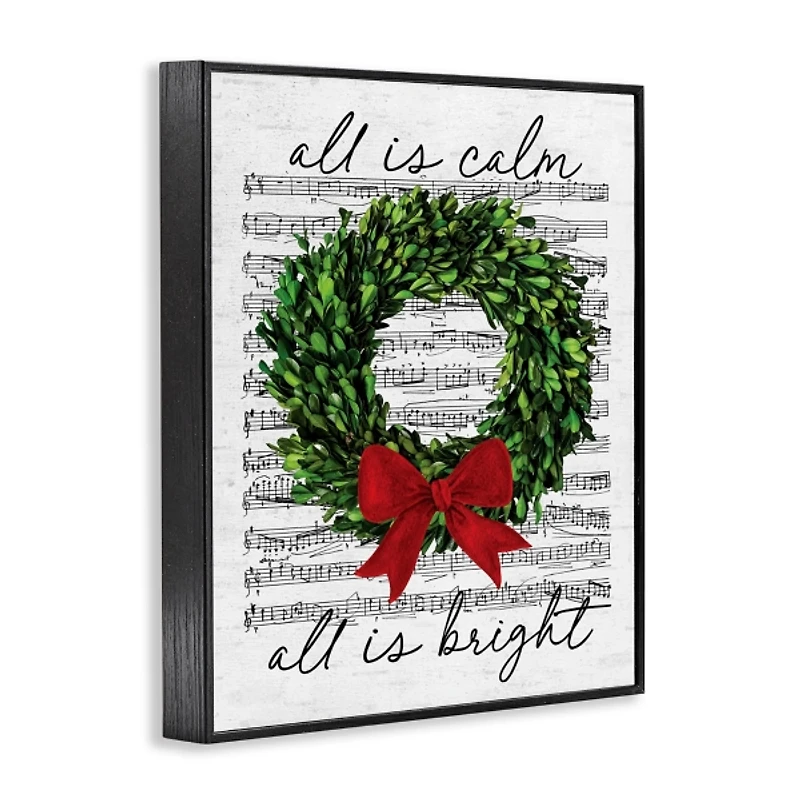 All Is Calm Wreath Sheet Music Wall Plaque