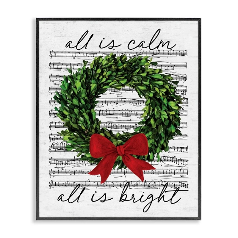 All Is Calm Wreath Sheet Music Wall Plaque