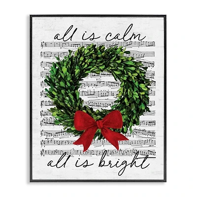 All Is Calm Wreath Sheet Music Wall Plaque