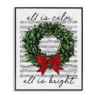 All Is Calm Wreath Sheet Music Wall Plaque