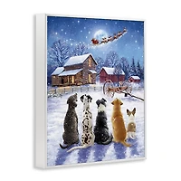 Snowy Farm Dogs Framed Art Print