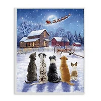 Snowy Farm Dogs Framed Art Print