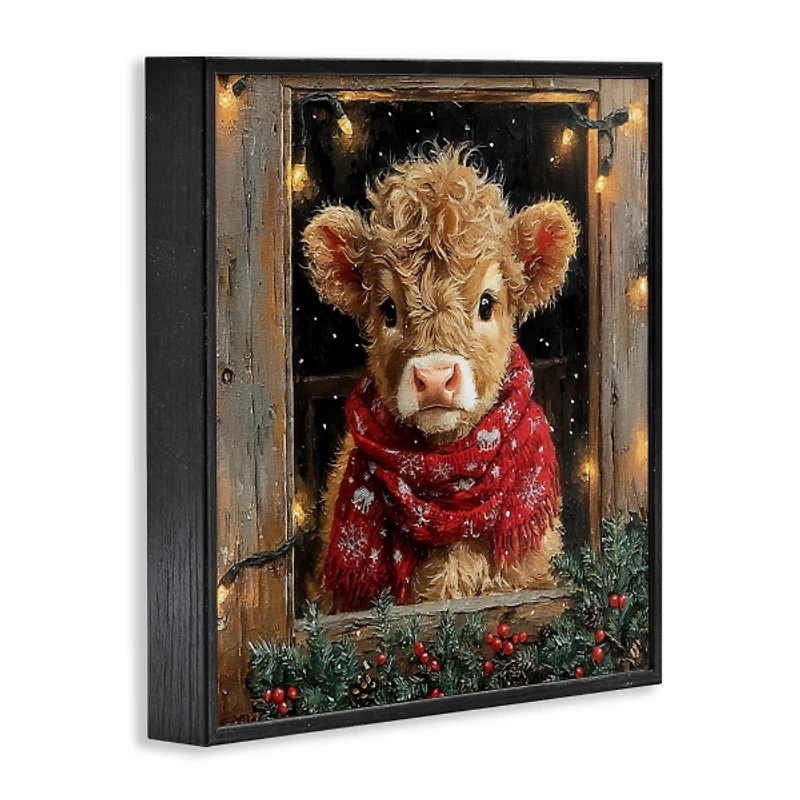 Highland Calf with Scarf Framed Art Print