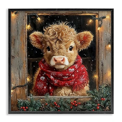 Highland Calf with Scarf Framed Art Print