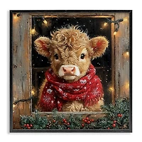 Highland Calf with Scarf Framed Art Print