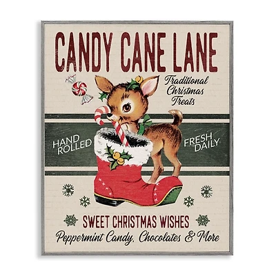 Vintage Candy Cane Lane Framed Art Print