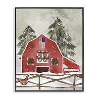 Snowy Country Barn Framed Art Print