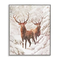 Snowy Elk Forest Framed Art Print