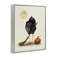 Black Bird Witch Gray Framed Art Print