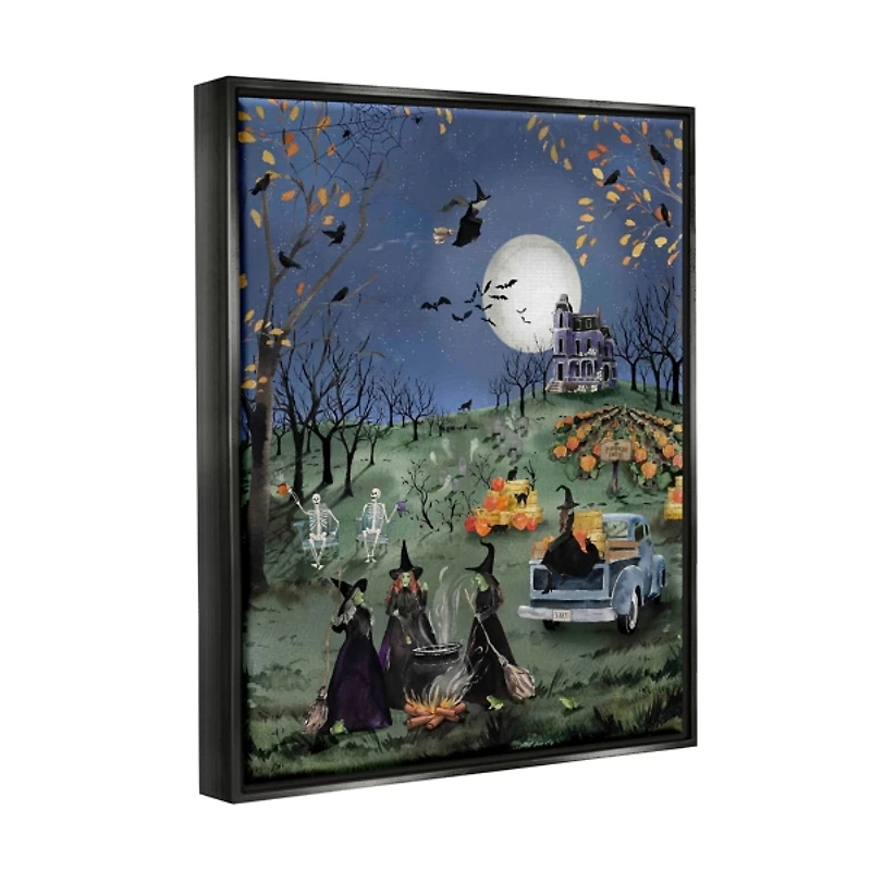 Autumnal Witch Scene Framed Canvas Art Print