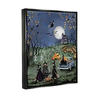 Autumnal Witch Scene Framed Canvas Art Print