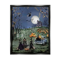 Autumnal Witch Scene Framed Canvas Art Print