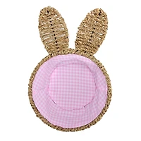 Pink Gingham Wicker Bunny Basket