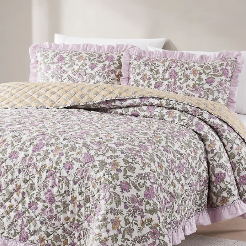 Lola Quilted Floral 3-pc. Full/Queen Comforter Set