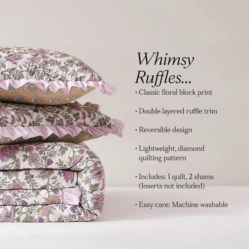 Lola Quilted Floral 3-pc. Full/Queen Comforter Set