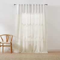 Ivory Embroidery Scallop Curtain Panel Set, 84 in.
