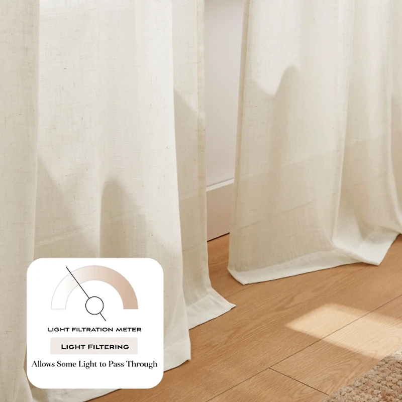 Ivory Embroidery Scallop Curtain Panel Set, 84 in.