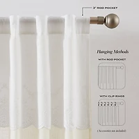 Ivory Embroidery Scallop Curtain Panel Set, 84 in.