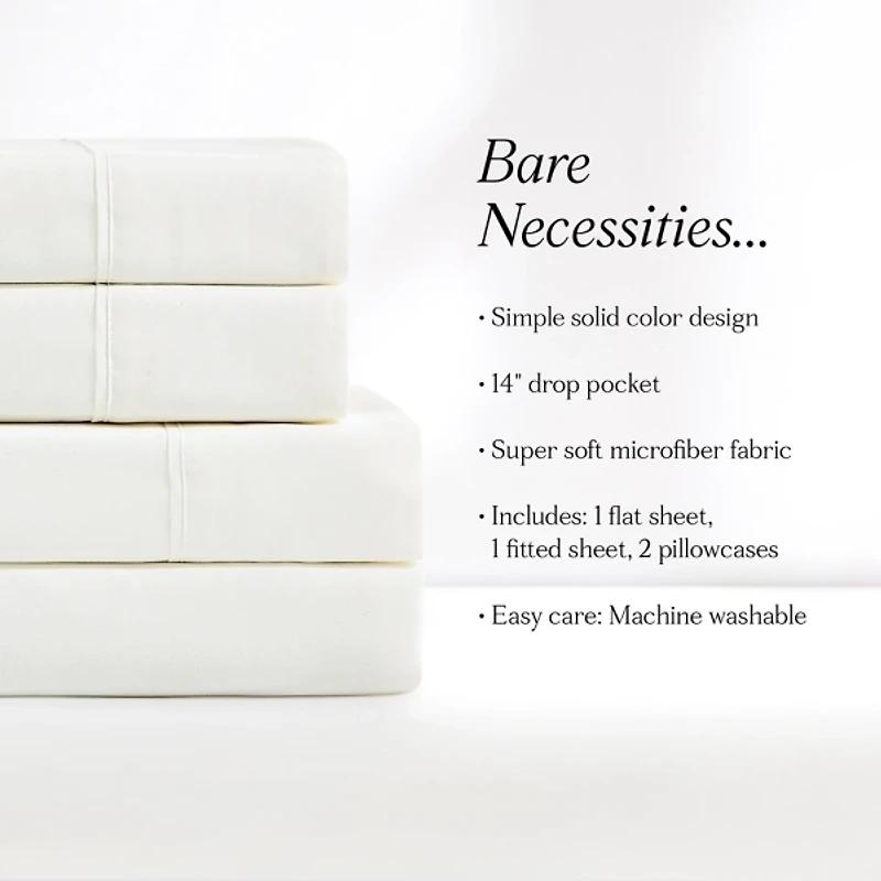 Solid White Verona 4-pc. Twin Sheet Set