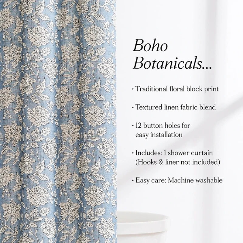 Zara Blue Floral Shower Curtain