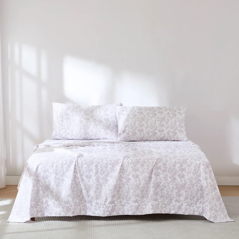 Mauve Peony Toile 6-pc. Full Sheet Set