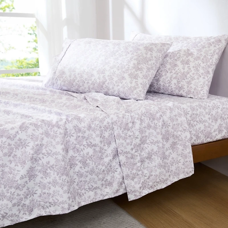 Mauve Peony Toile 6-pc. Full Sheet Set