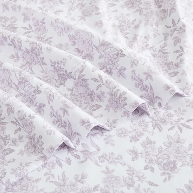 Mauve Peony Toile 6-pc. Full Sheet Set